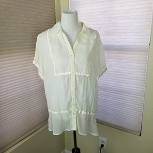 Lane Bryant Blouse Peasant Boho Short Sleeve